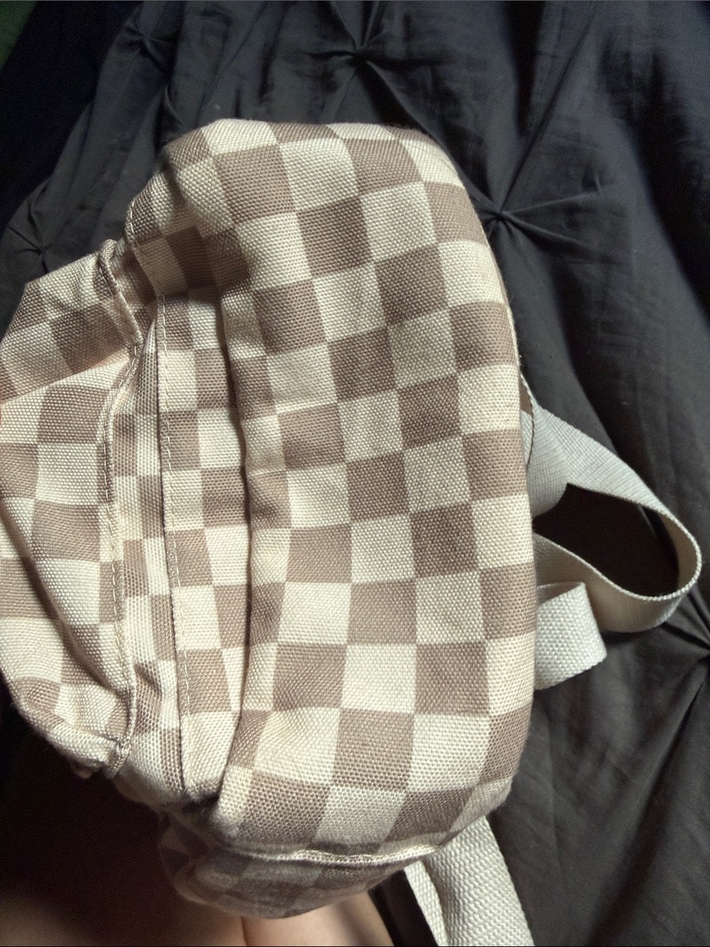 Binky Bro Toddler Cream Checkered Canvas Backpack - Picture 5 of 6